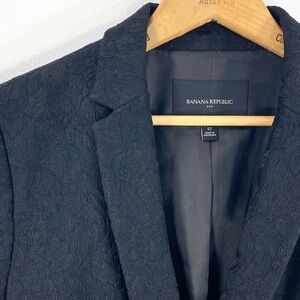 Banana Republic Classic Black Lace Tailored Blazer Suit Statement Jacket 12